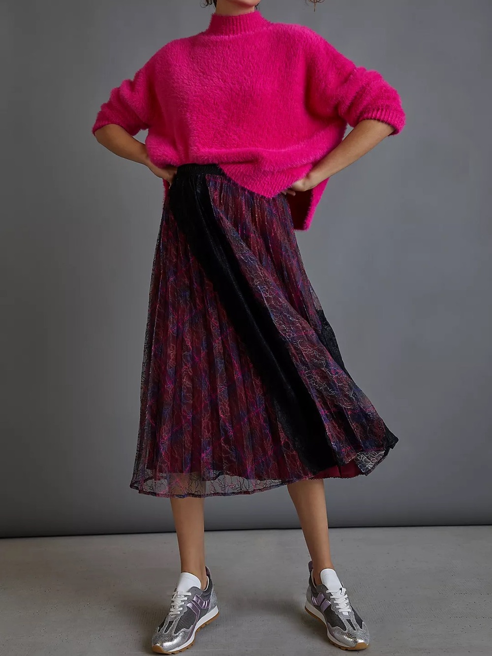 Anthropologie Maeve Delphine Pleated Lace Midi Skirt Witchy Boho Festival Size 2